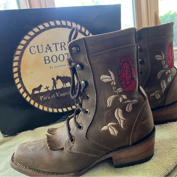 Shoes - Women's Brown Embroidered Boots